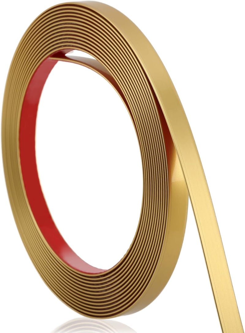 Soengsau Matte Gold Finish Molding Trim, 196.8"L x 0.4"W Peel and Stick Decoration Strip for Ceiling, Wall, Tile Edge, Furniture Cabinet, Mirror - Image 1